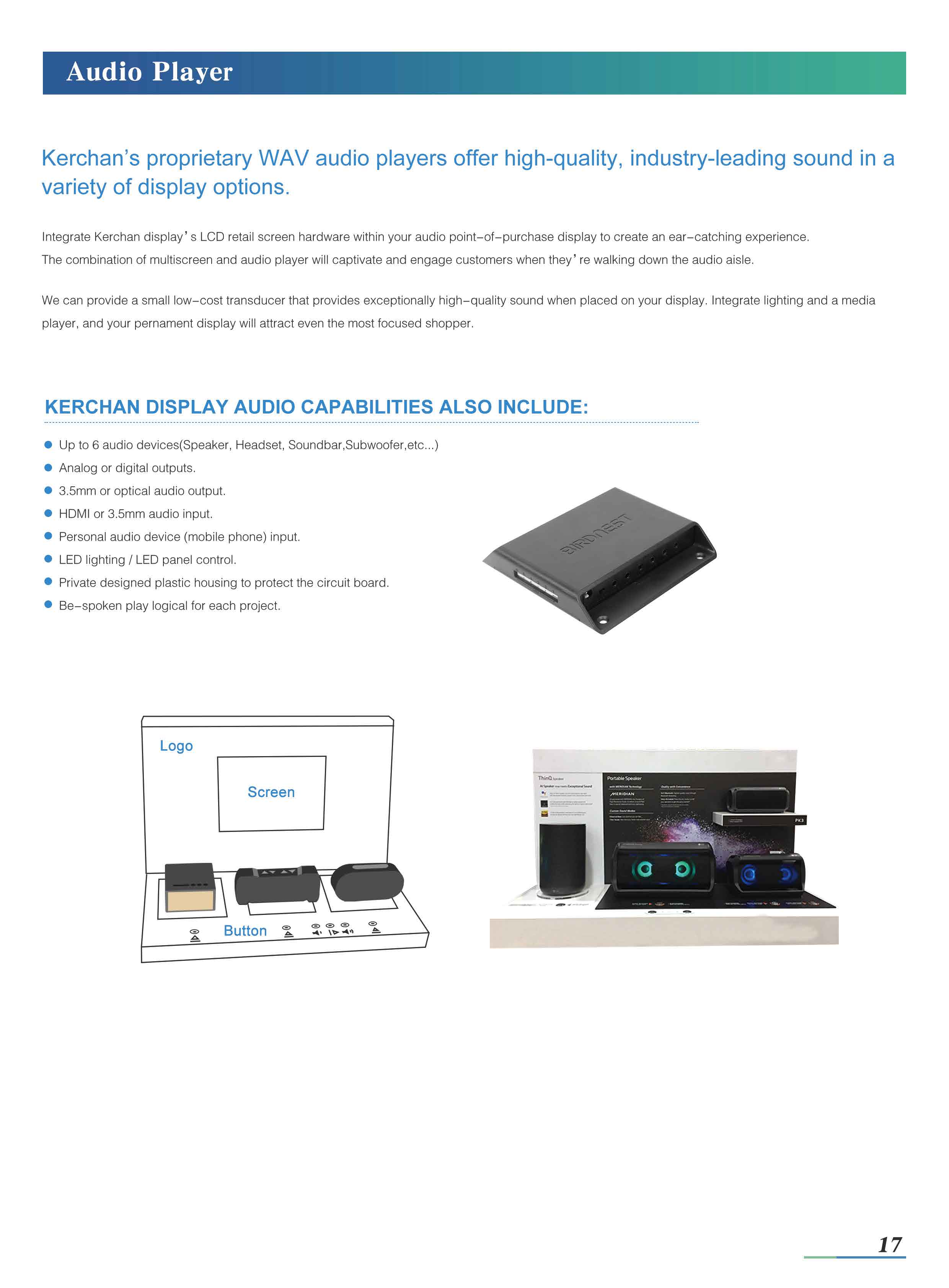 Audio Speaker display station for Retail shop Speaker demonstration