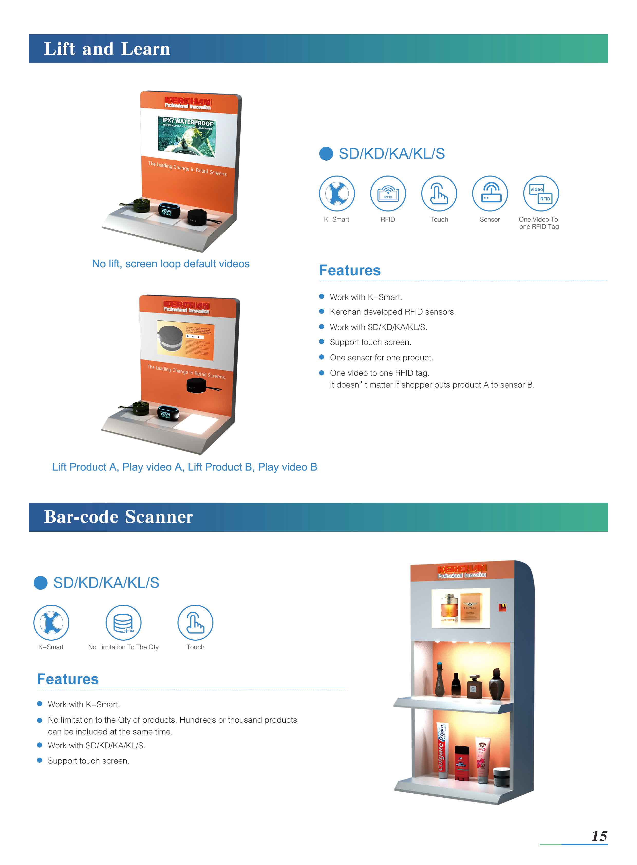 Retail display system  lift and learn display