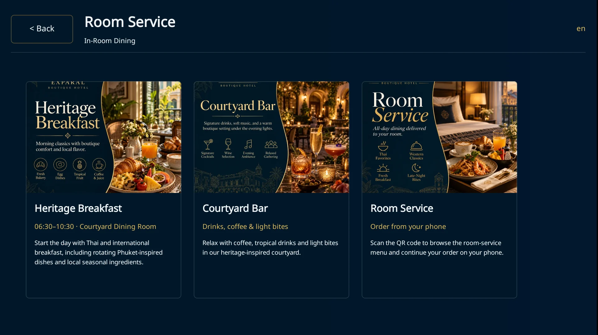 EXPERA Room Service interface