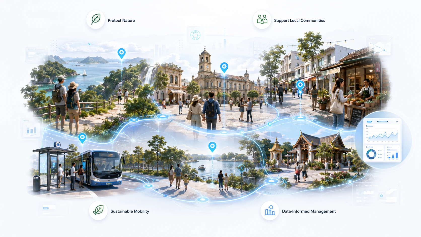 Sustainable Smart Tourism connecting nature, local communities, mobility, and data-informed destination management